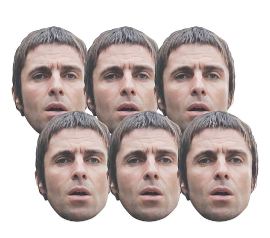 CMP004 Liam Gallagher Masks  Six Pack Cardboard Face Masks With Tabs and Elastic