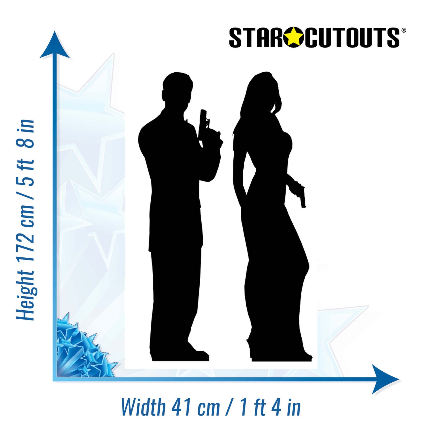 SC007 Secret Agent Male and Female Double Cardboard Cut Out Height 172cm