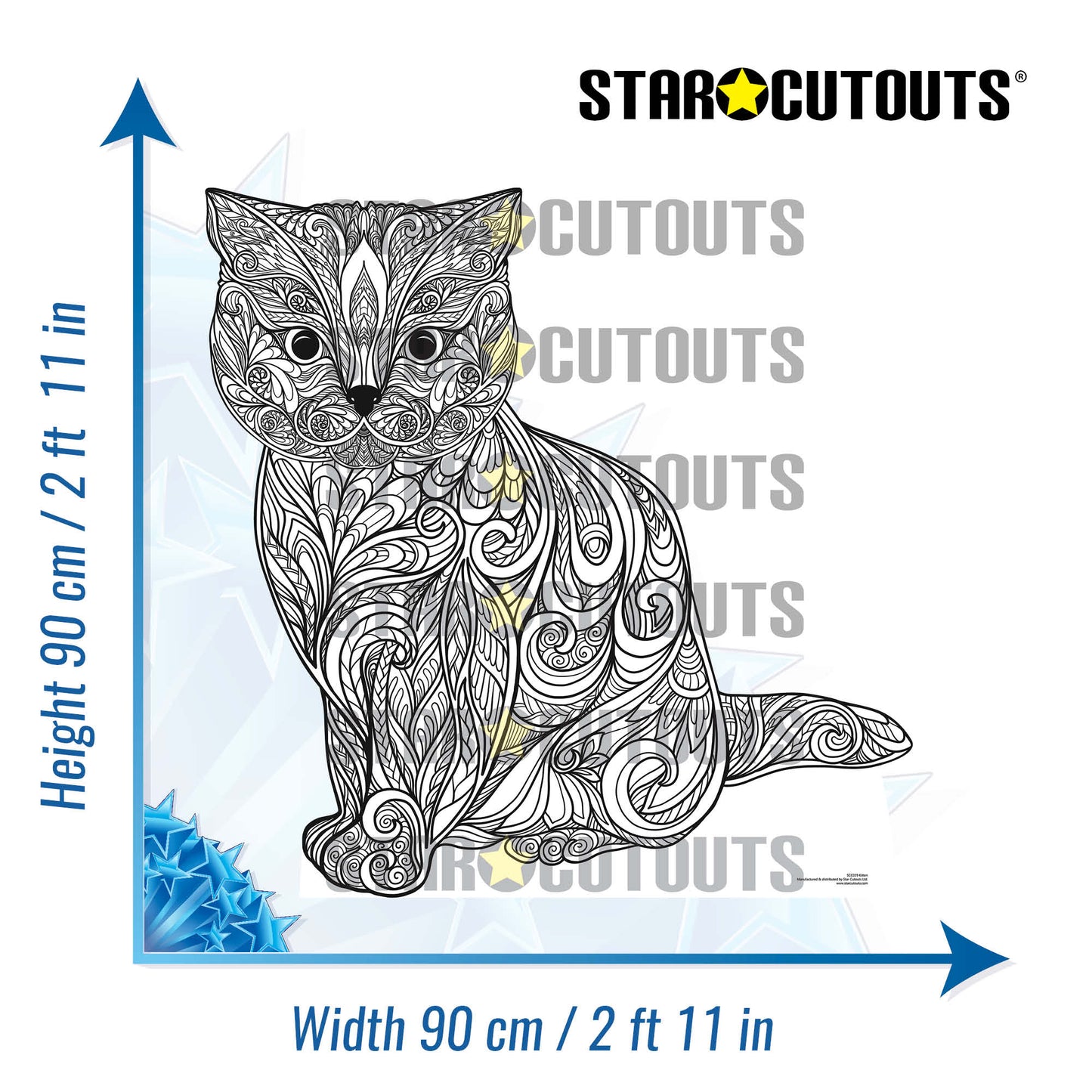 SCC019 Cute Kitten Relax Colour Craft & Keep Cardboard Cut Out Height 90cm