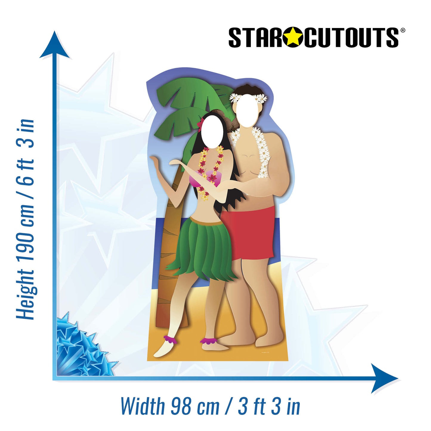 SC042 Hawaiian Couple Stand-In Cardboard Cut Out Height 190cm