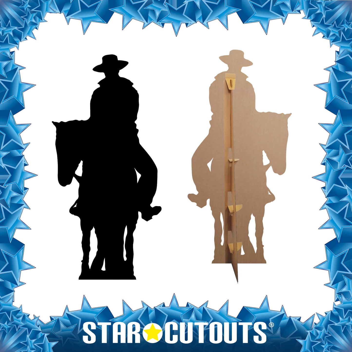 SC047 Cowboy on Horse (Silhouette) Cardboard Cut Out Height 180cm