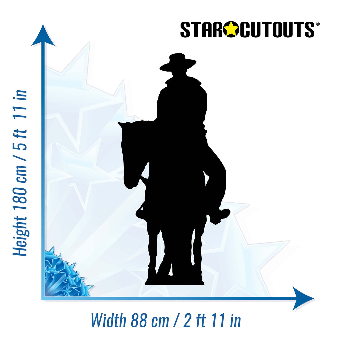 SC047 Cowboy on Horse (Silhouette) Cardboard Cut Out Height 180cm