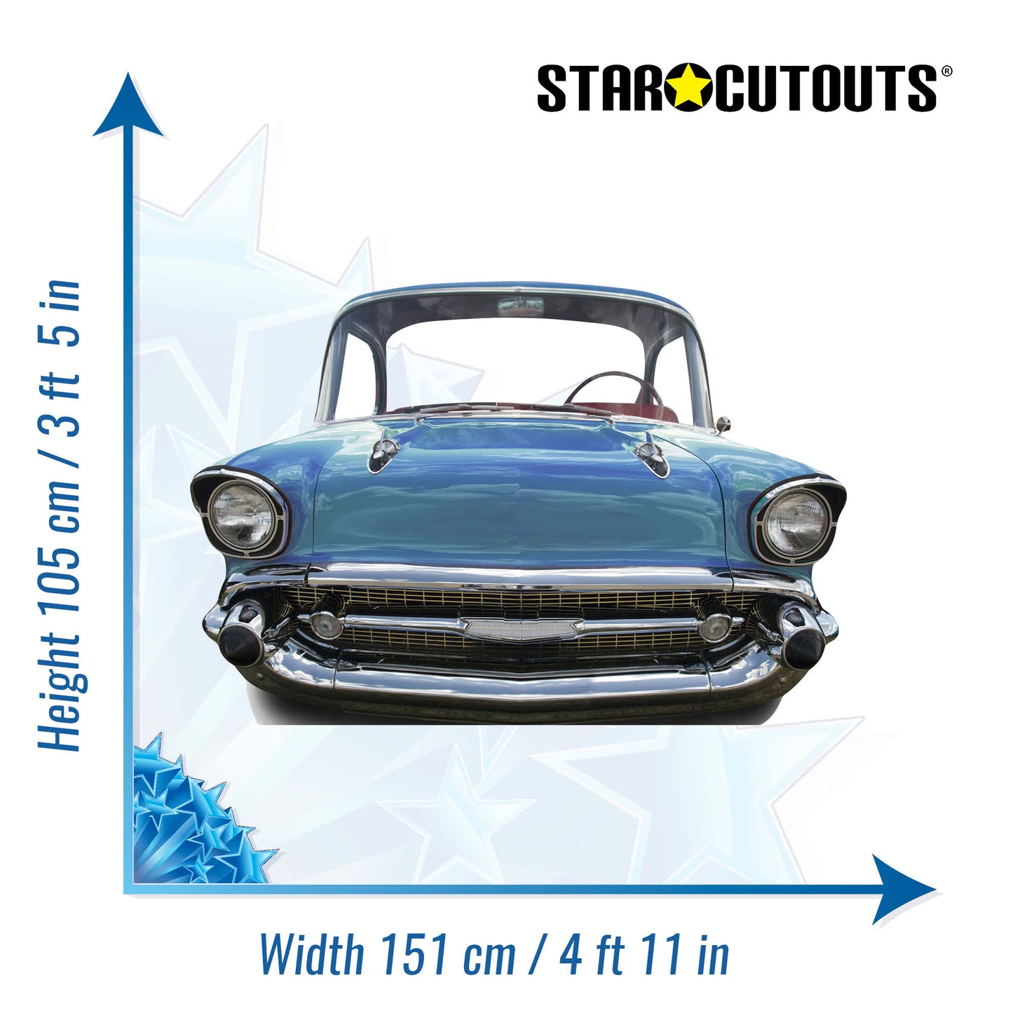 SC088 Blue Car (SMALL) 'Stand-In' Cardboard Cut Out Height 105cm
