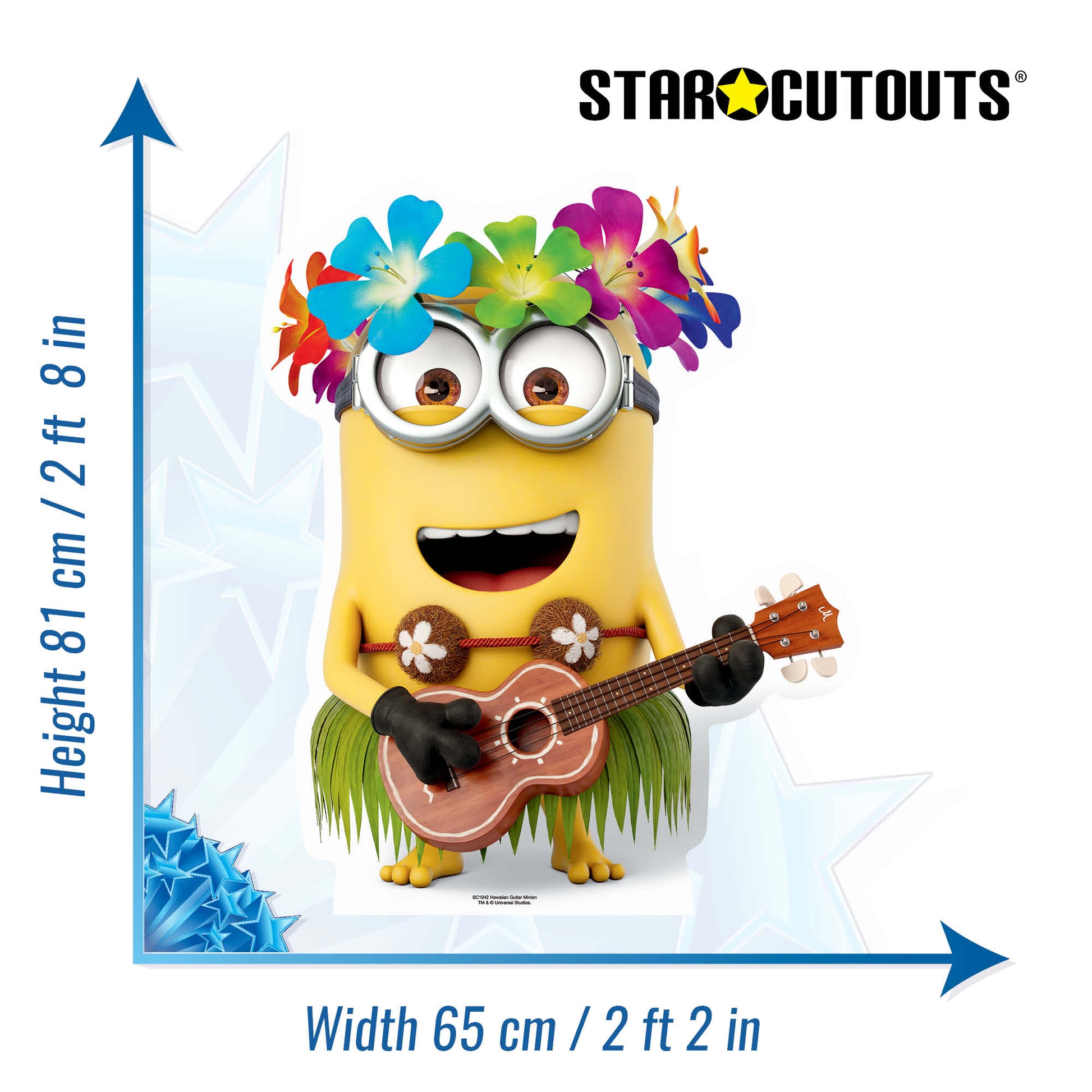 SC1042 Hawaiian Guitar Dave Minion Cardboard Cut Out Height 81cm - Star Cutouts