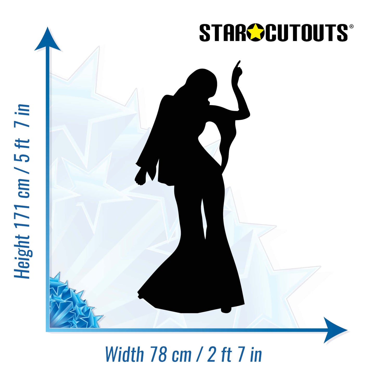 SC108 Disco Dancer Female - Silhouette Cardboard Cut Out Height 171cm