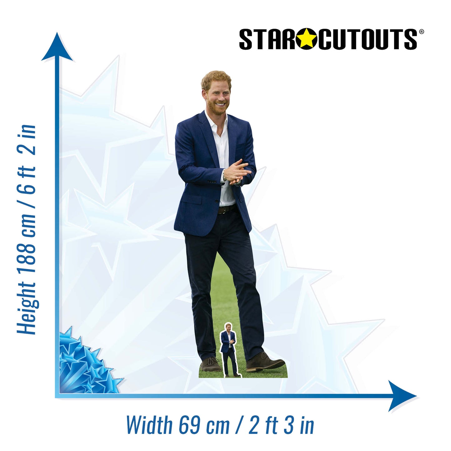 SC1118 Prince Harry Royal Blue Cardboard Cut Out Height 188cm