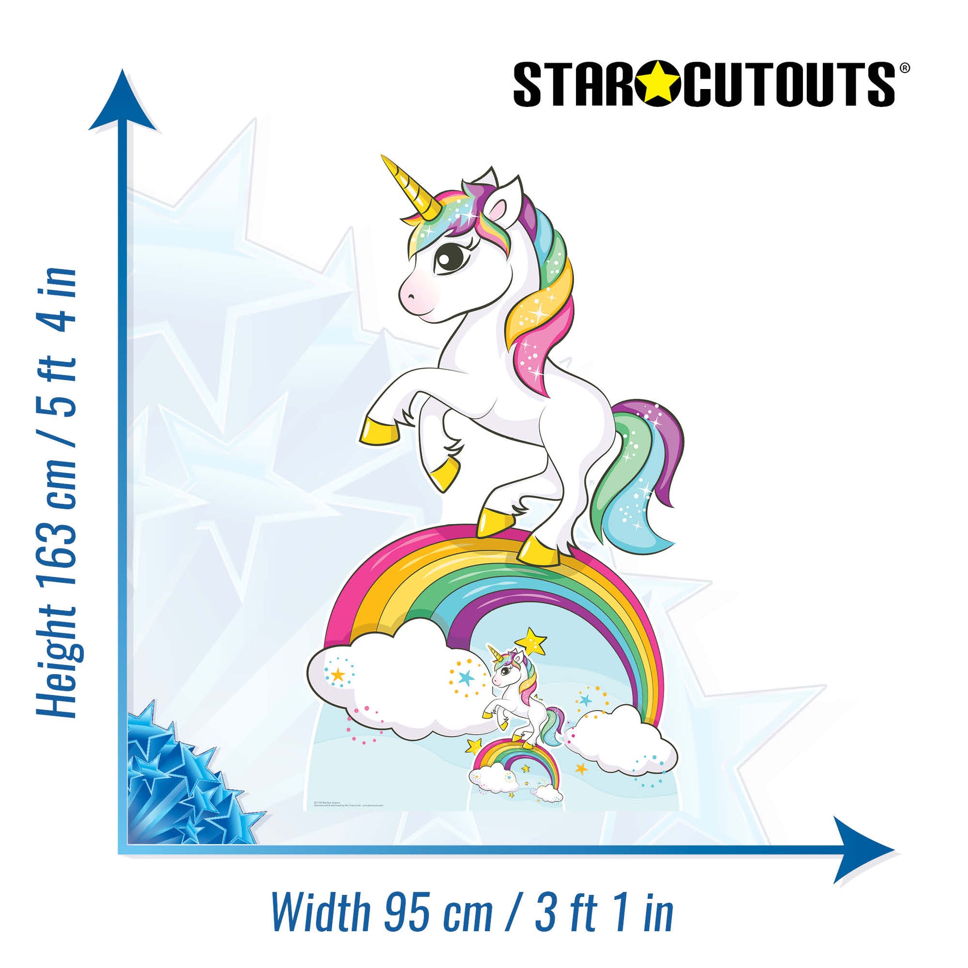 Star Cutouts Rainbow Unicorn Cardboard Standup