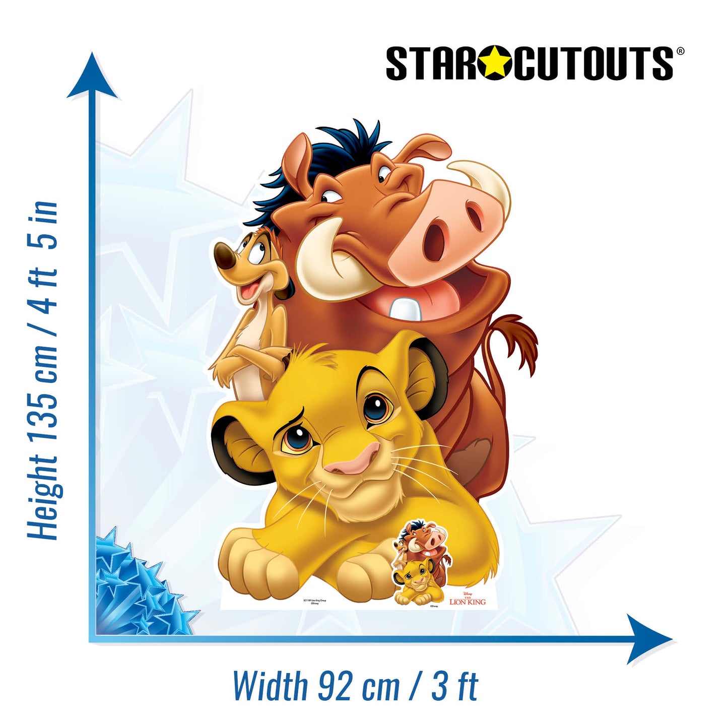 SC1189 Lion King Group (Simba, Timon and Pumbaa) Cardboard Cut Out Height 135cm