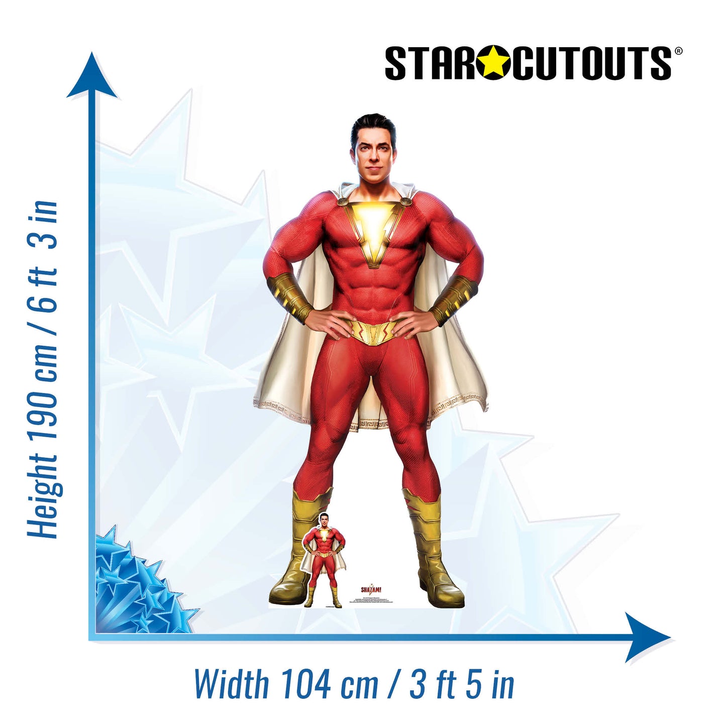 SC1337 Shazam Cape Stylised (Zachary Levi) Cardboard Cut Out Height 190cm