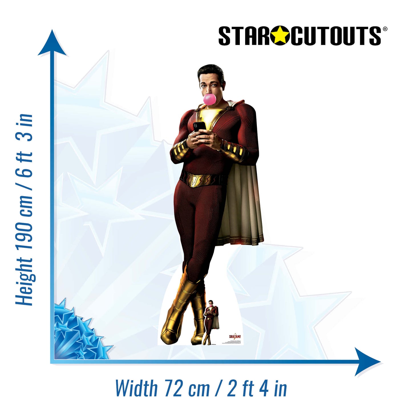 SC1348 Shazam Bubblegum (Zachary Levi) Cardboard Cut Out Height 190cm