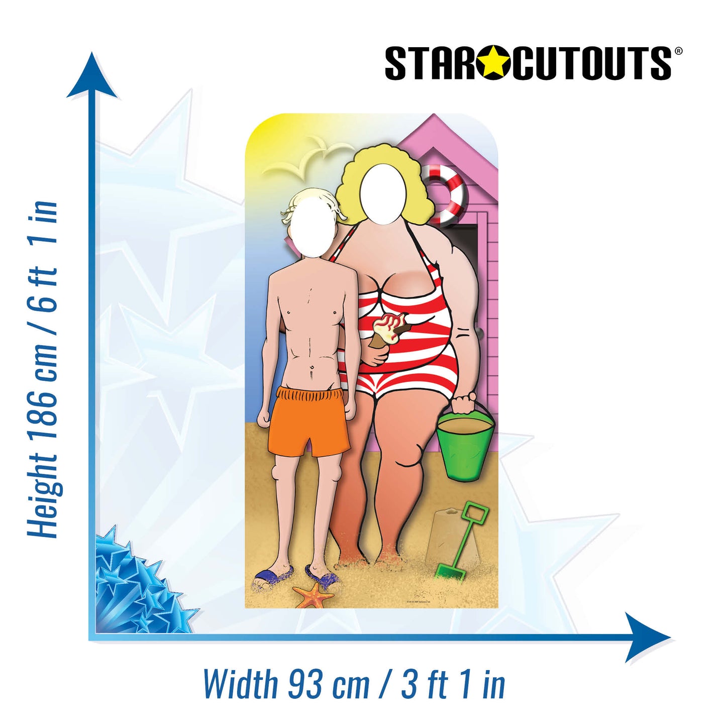 SC134 Sea Side Couple Stand-In Cardboard Cut Out Height 186cm