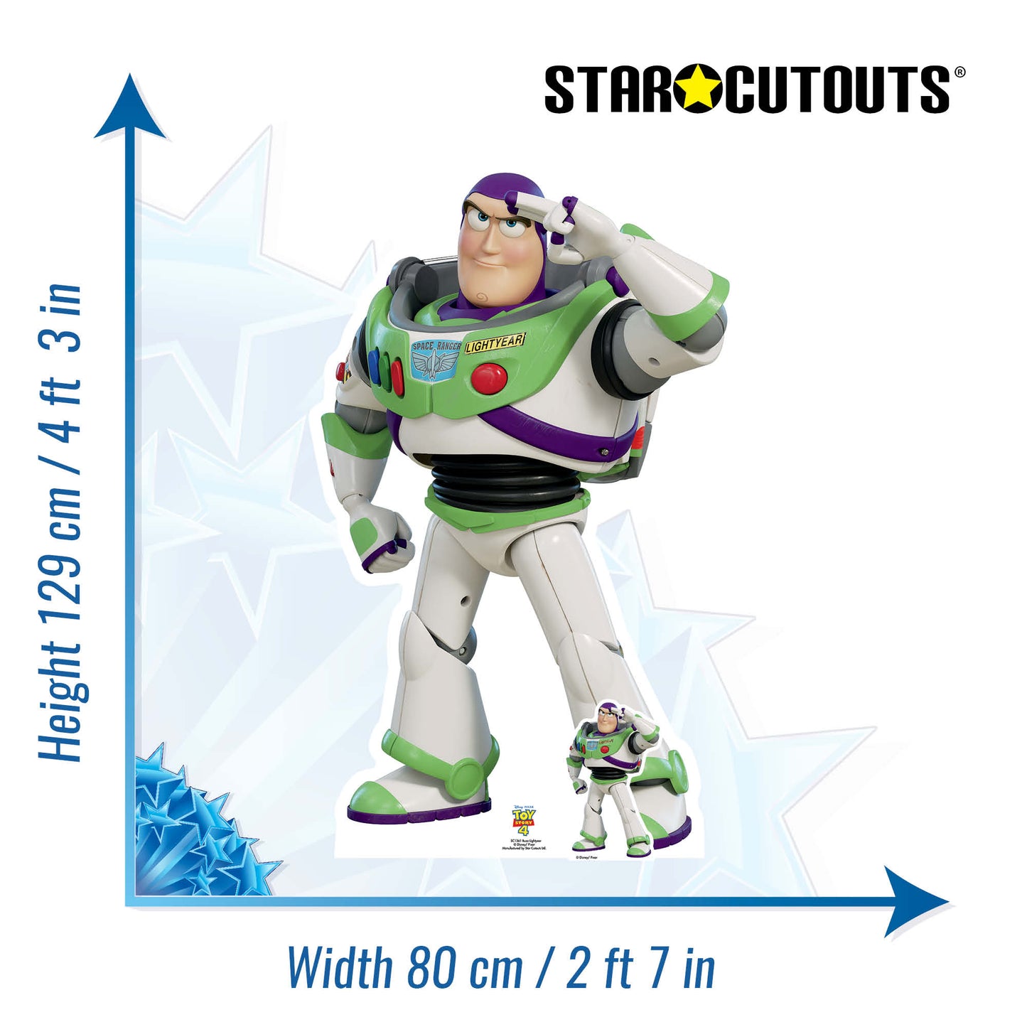 SC1361 Buzz Lightyear Saluting Toy Story 4 Cardboard Cut Out Height 129cm