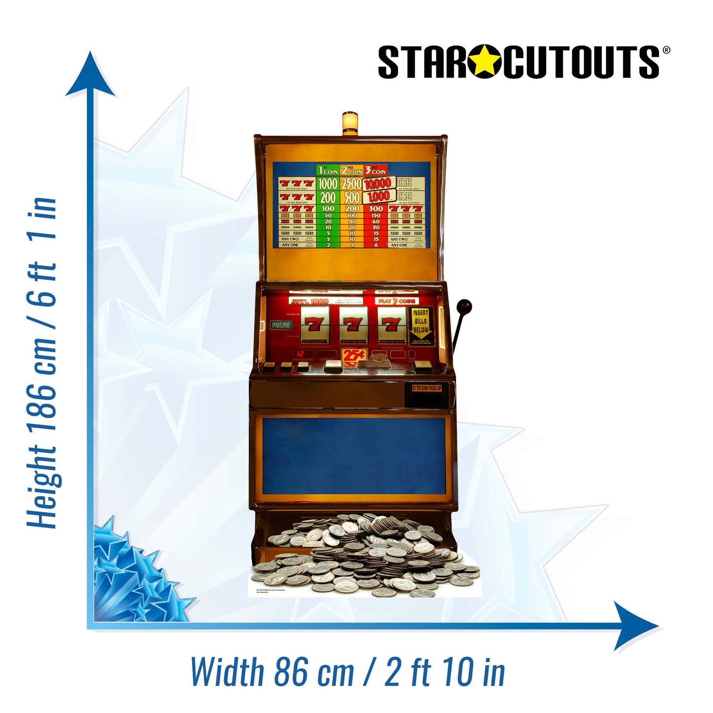 SC140 Fruit Machine One Armed Bandit Cardboard Cut Out Height 186cm