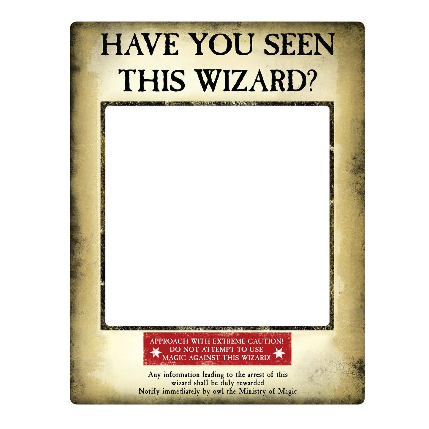 SC1419 Harry Potter Wanted Poster as Gold Selfie Frame Have You Seen This Wizard? Cardboard Cut Out Height 87cm