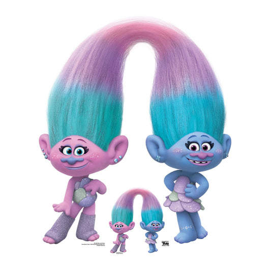 SC1498 Sisters Satin and Chenile Trolls World Tour Cardboard Cut Out Height 111cm