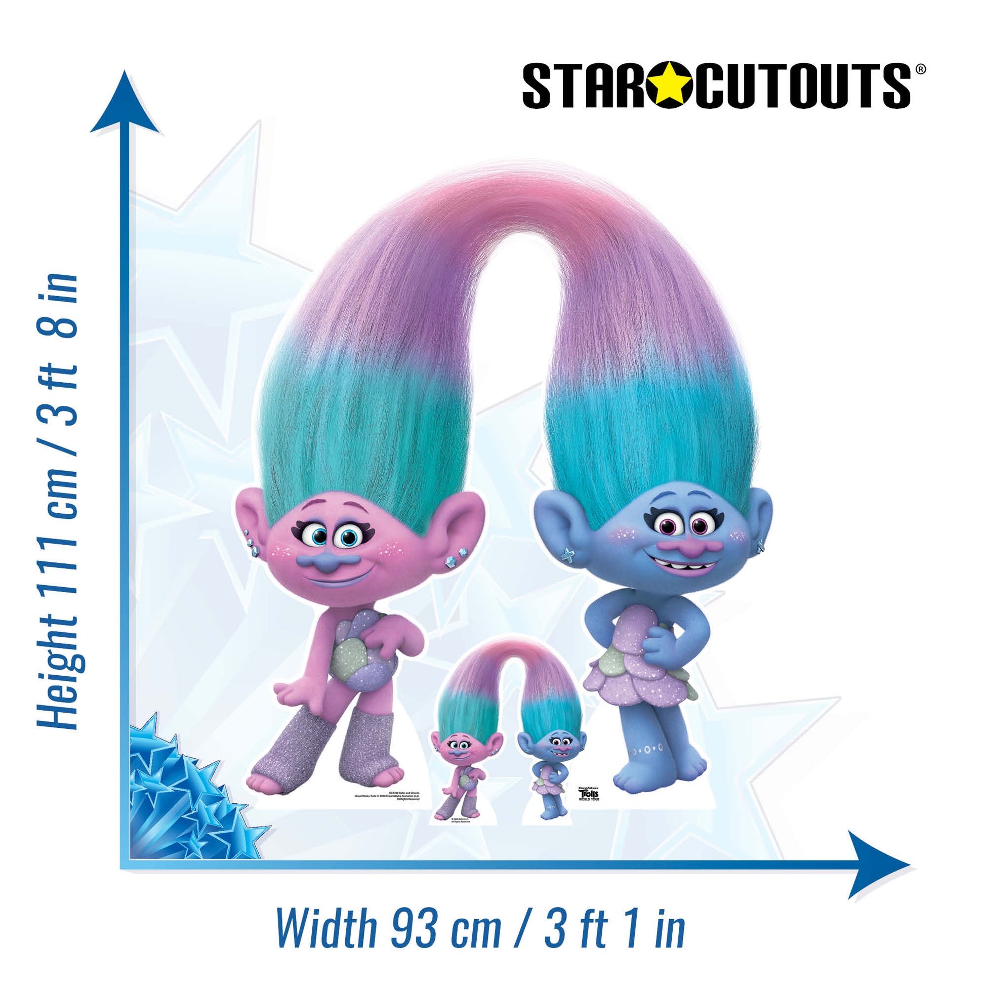 SC1498 Sisters Satin and Chenile Trolls World Tour Cardboard Cut Out H ...