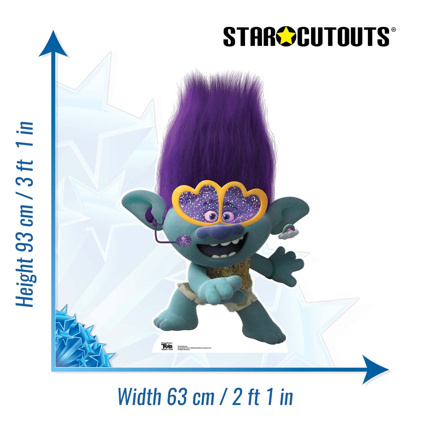 SC1502 MINI Branch Glasses Trolls World Tour Cardboard Cut Out Height 93cm