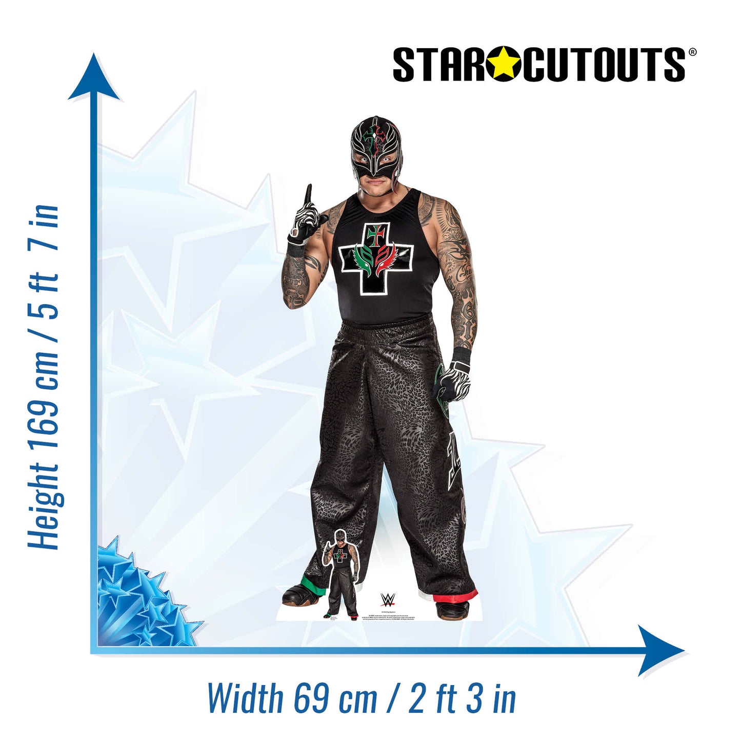 SC1518 Rey Mysterio Professional Wrestler RAW Cardboard Cut Out Height 169cm