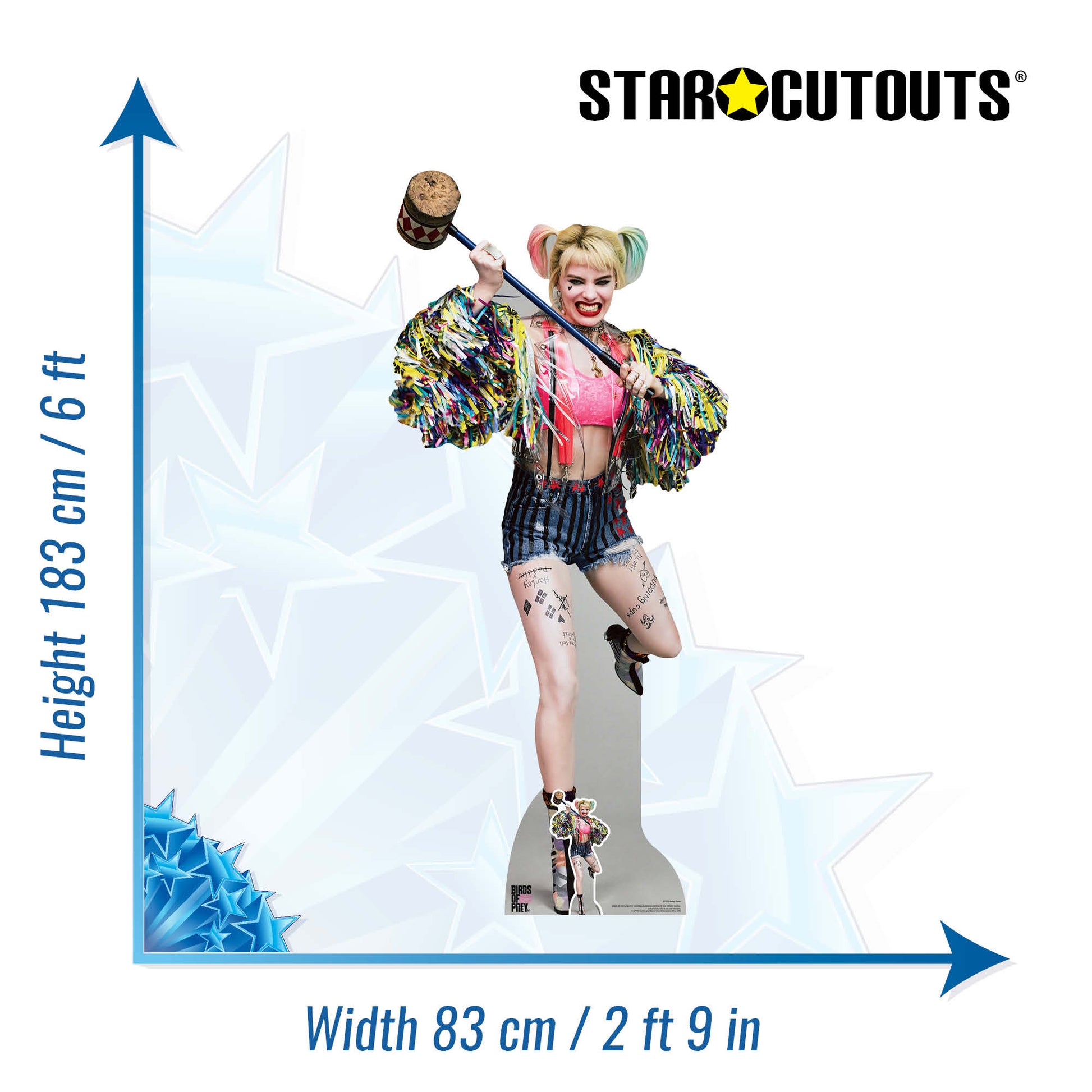 SC1521 Harley Quinn Swinging Mallet Margot Robbie Birds of Prey Cardboard Cut Out Height 183cm - Star Cutouts