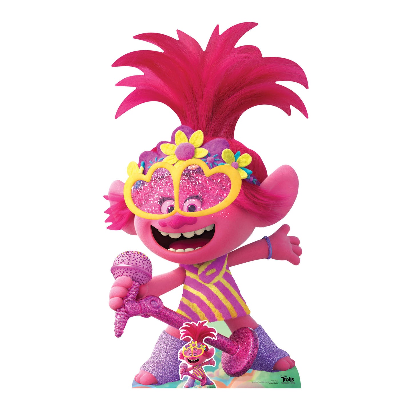 SC1526 Poppy LARGE Microphone Singing Trolls World Tour Cardboard Cut Out Height 157cm