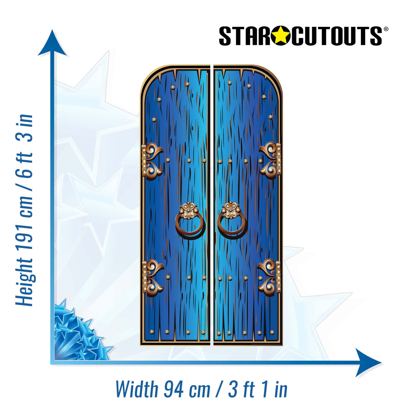 SC1575 Magical Double Doors Blue Cardboard Cut Out Height 191cm