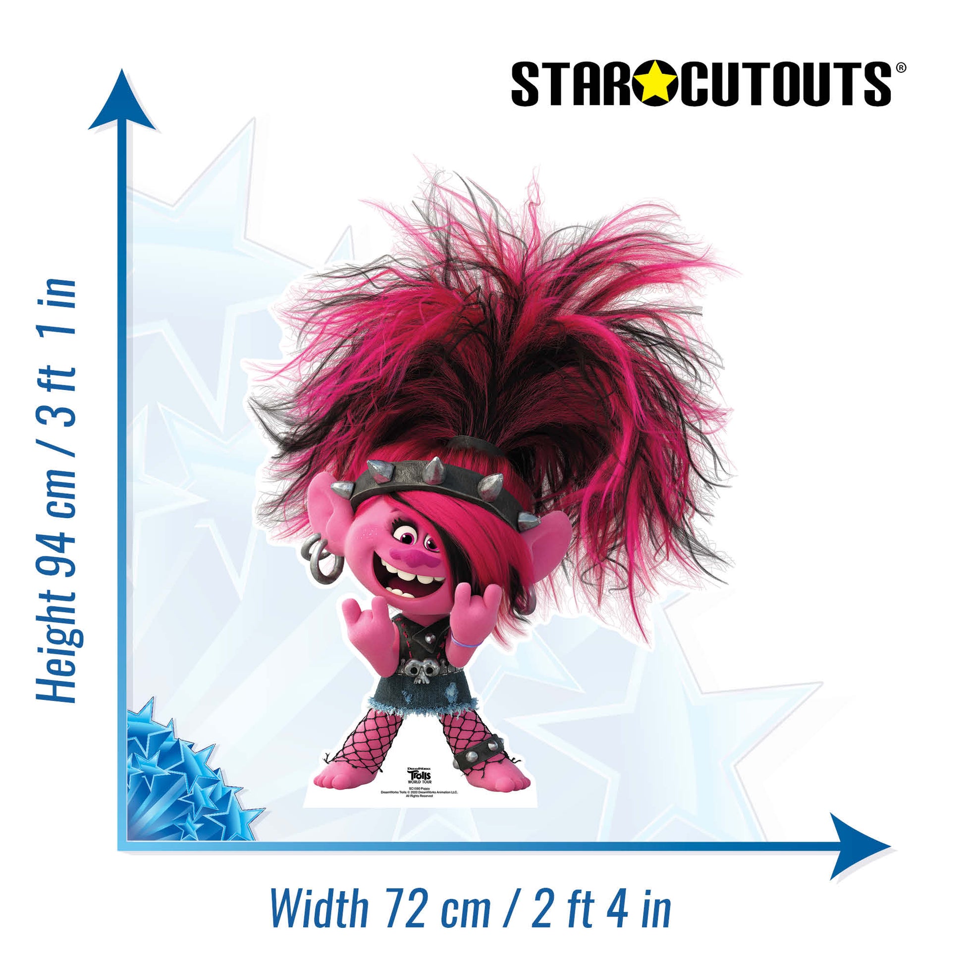 SC1590 Poppy Punk Trolls World Tour Cardboard Cut Out Height 94cm ...