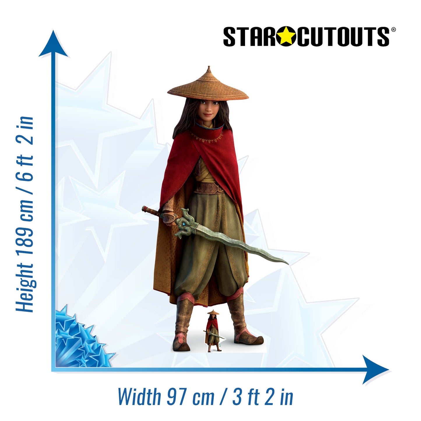SC1673 Raya And The Last Dragon With Sword Cardboard Cut Out Height 189cm