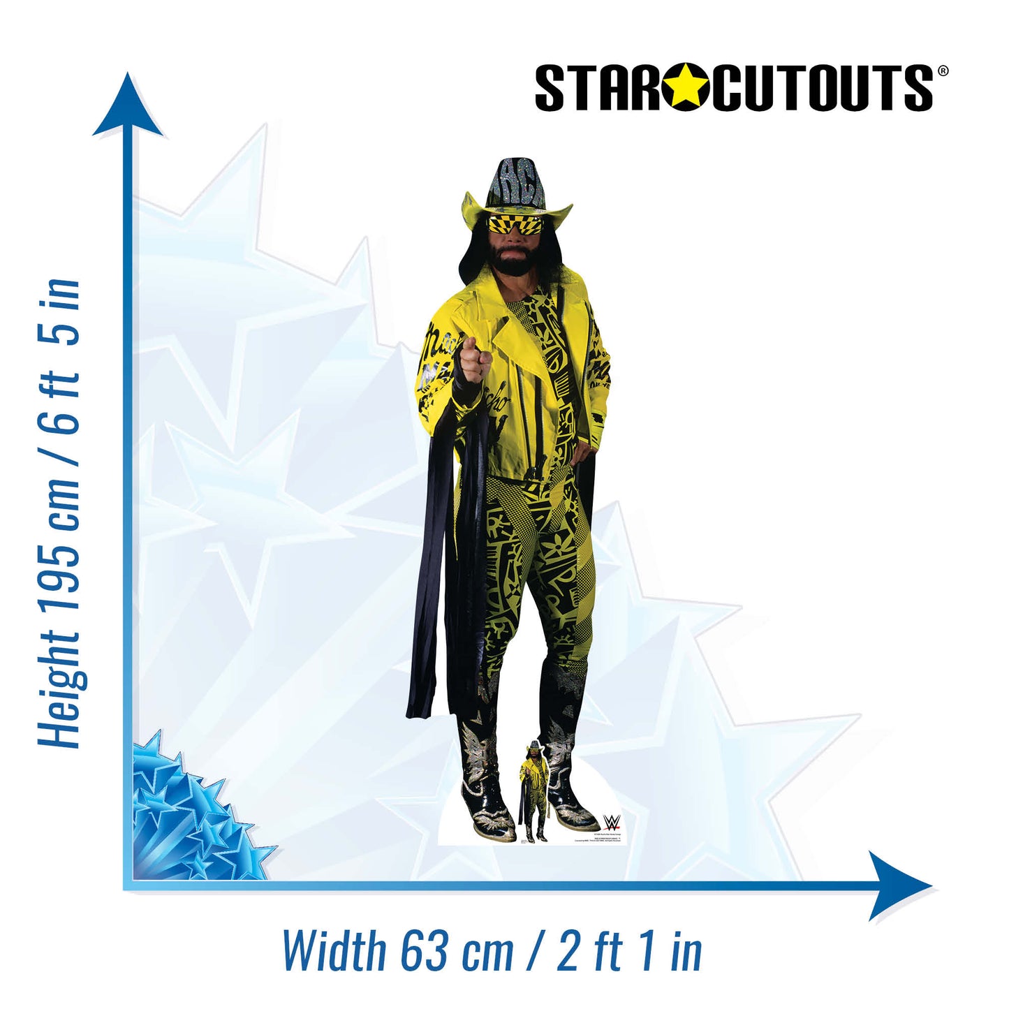 SC1680 Macho Man Randy Savage Yellow Suit WWE Cardboard Cut Out Height 195cm