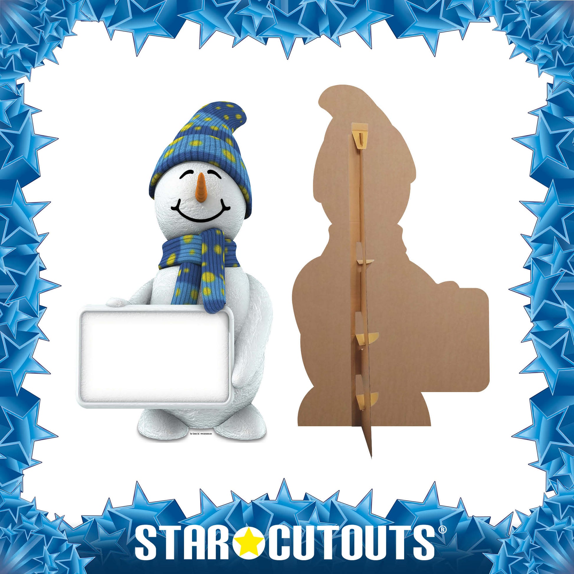 SC168 Snowman with Sign Cardboard Cut Out Height 183cm - Star Cutouts