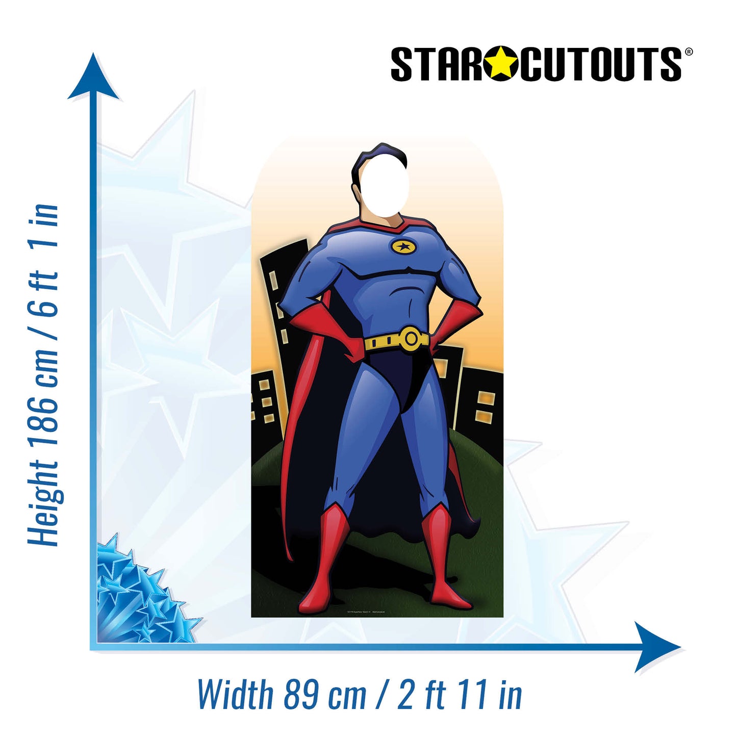 SC176 Star Cutouts Superhero 'Stand- In' Cardboard Cut Out Height 186cm