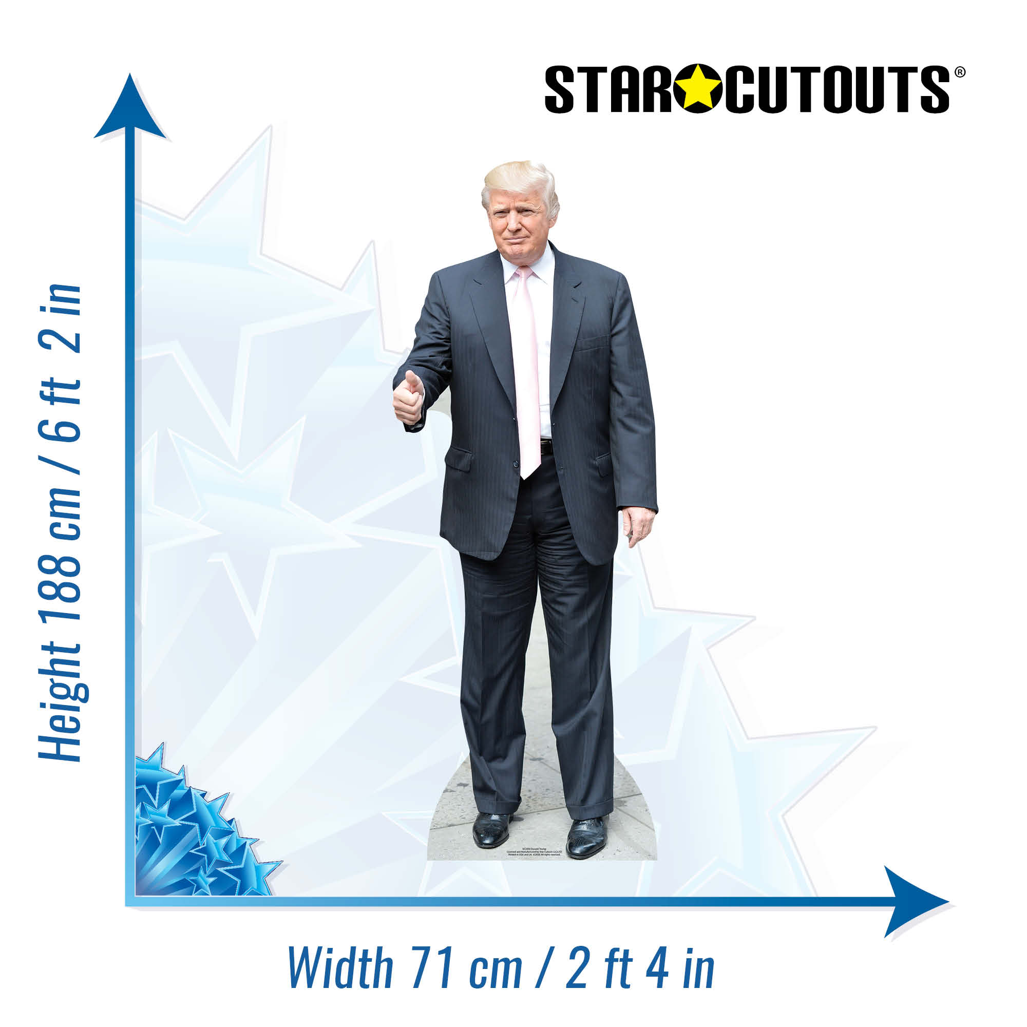 SC1950 Donald Trump Pink Tie Cardboard Cut Out Height 188cm Star Cutouts