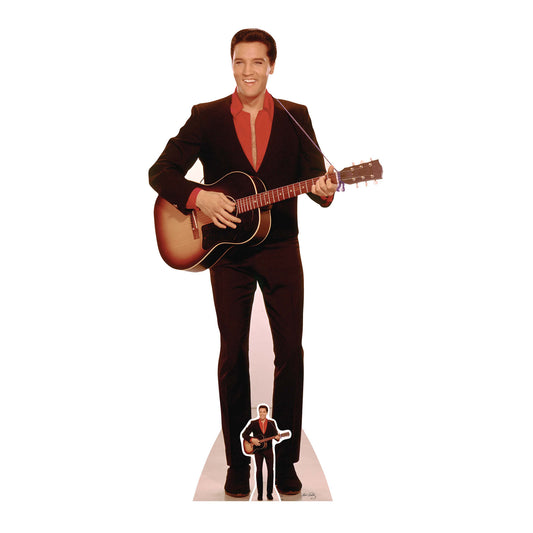 SC241 Elvis Presley Red Shirt and Guitar Cardboard Cut Out Height 180cm