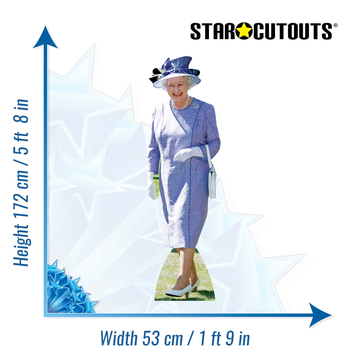 SC349 Queen Elizabeth II- Lilac Dress Cardboard Cut Out Height 172cm
