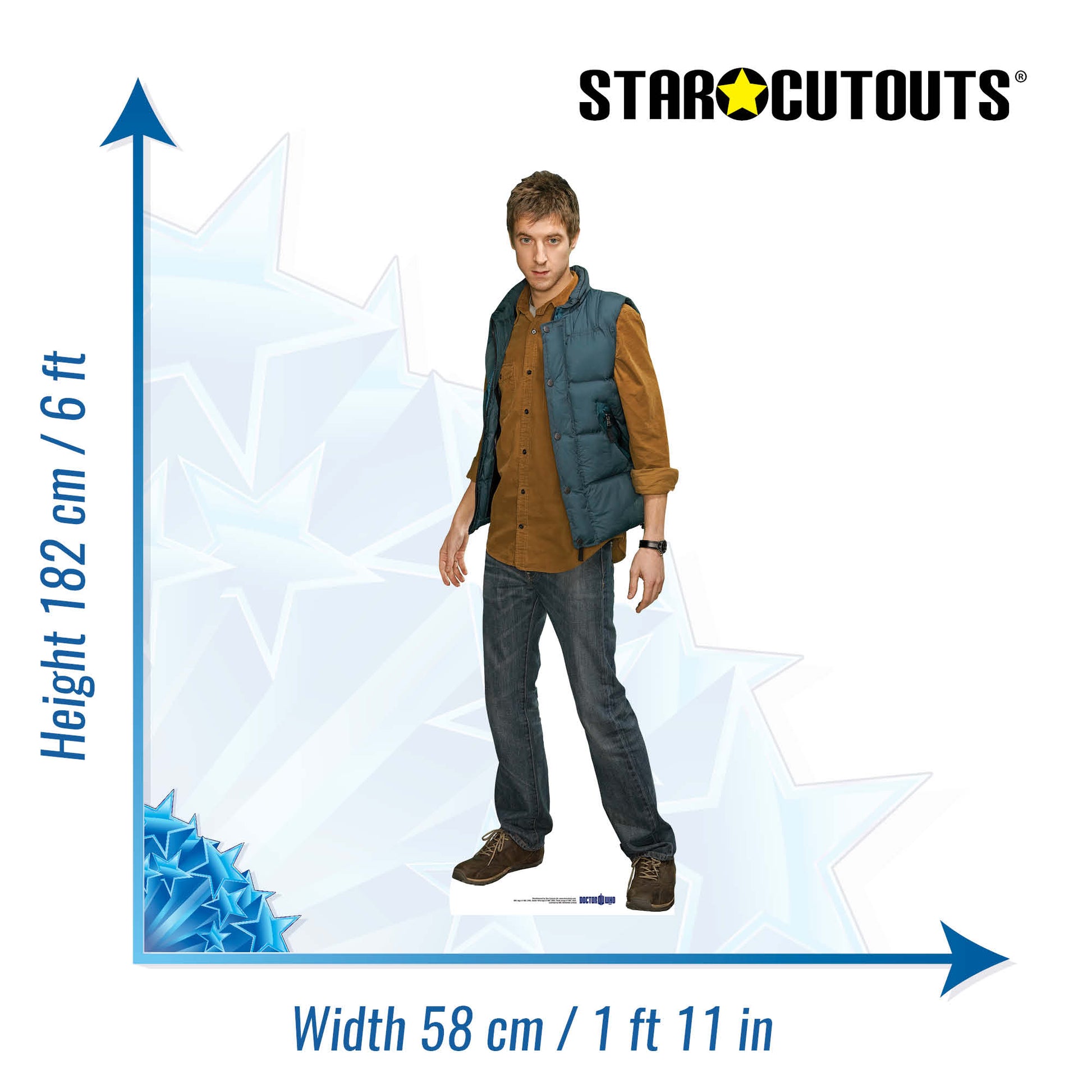 Rory - Body Warmer Cardboard Cut Out Height 182cm - Star Cutouts