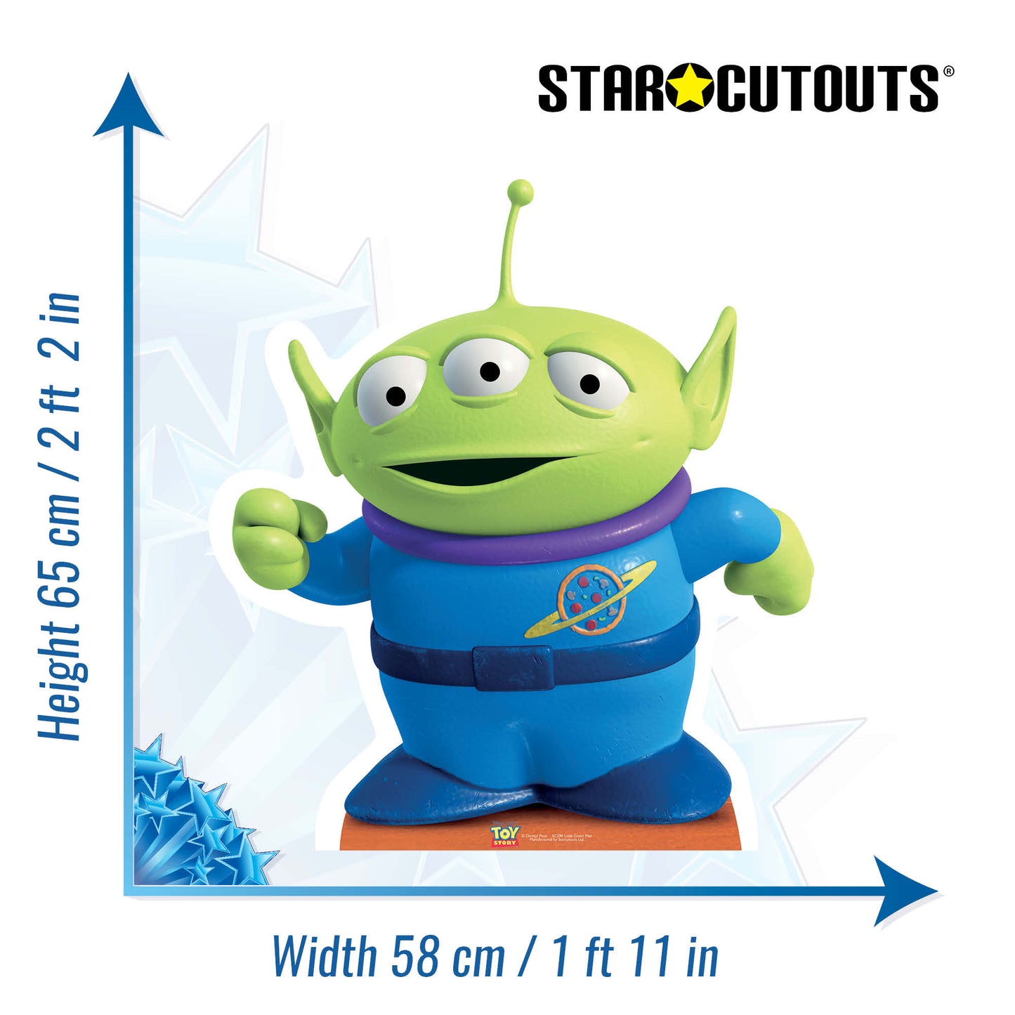 SC396 Little Green Man (Star Mini Cut-out) Cardboard Cut Out Height 65cm