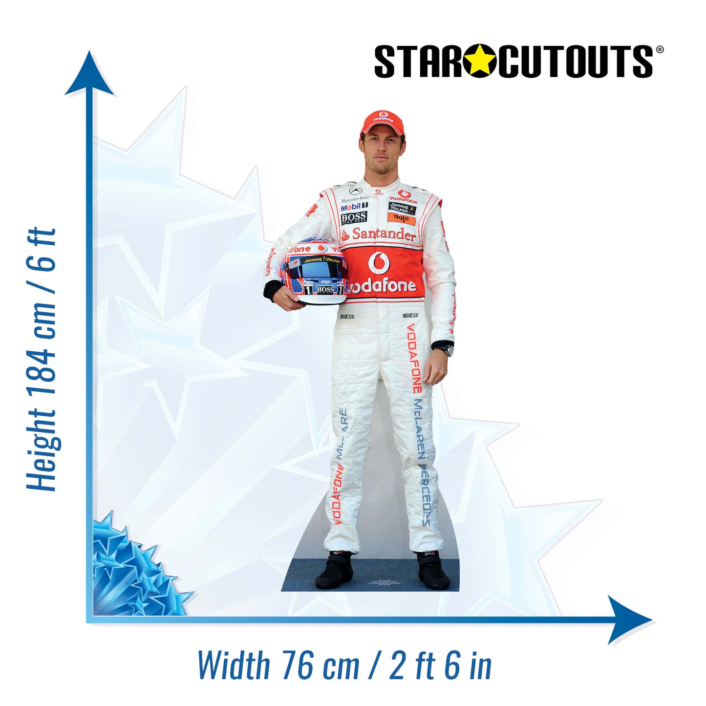 CS429 Jenson Button Height 184cm Lifesize Cardboard Cutout