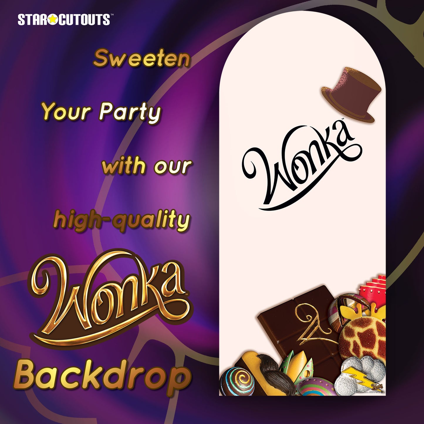 SC4495 Wonka Chocolate Bar Backdrop Single Cardboard Cut Out Height 185cm