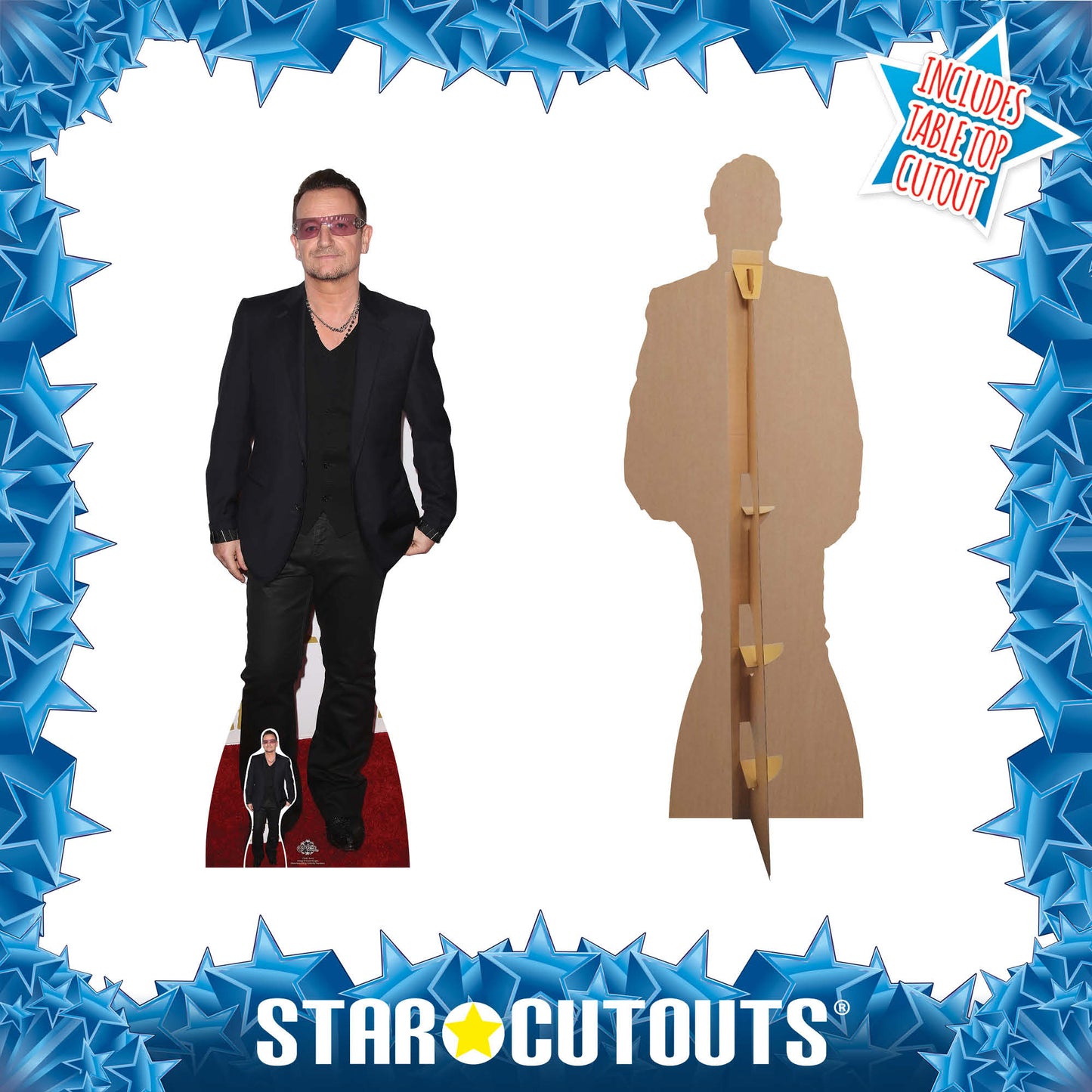 CS647 Bono Height 167cm Lifesize Cardboard Cut Out With Mini