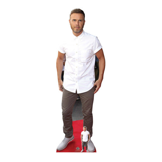 CS659 Gary Barlow White Shine Height 175cm Lifesize Cardboard Cut Out With Mini