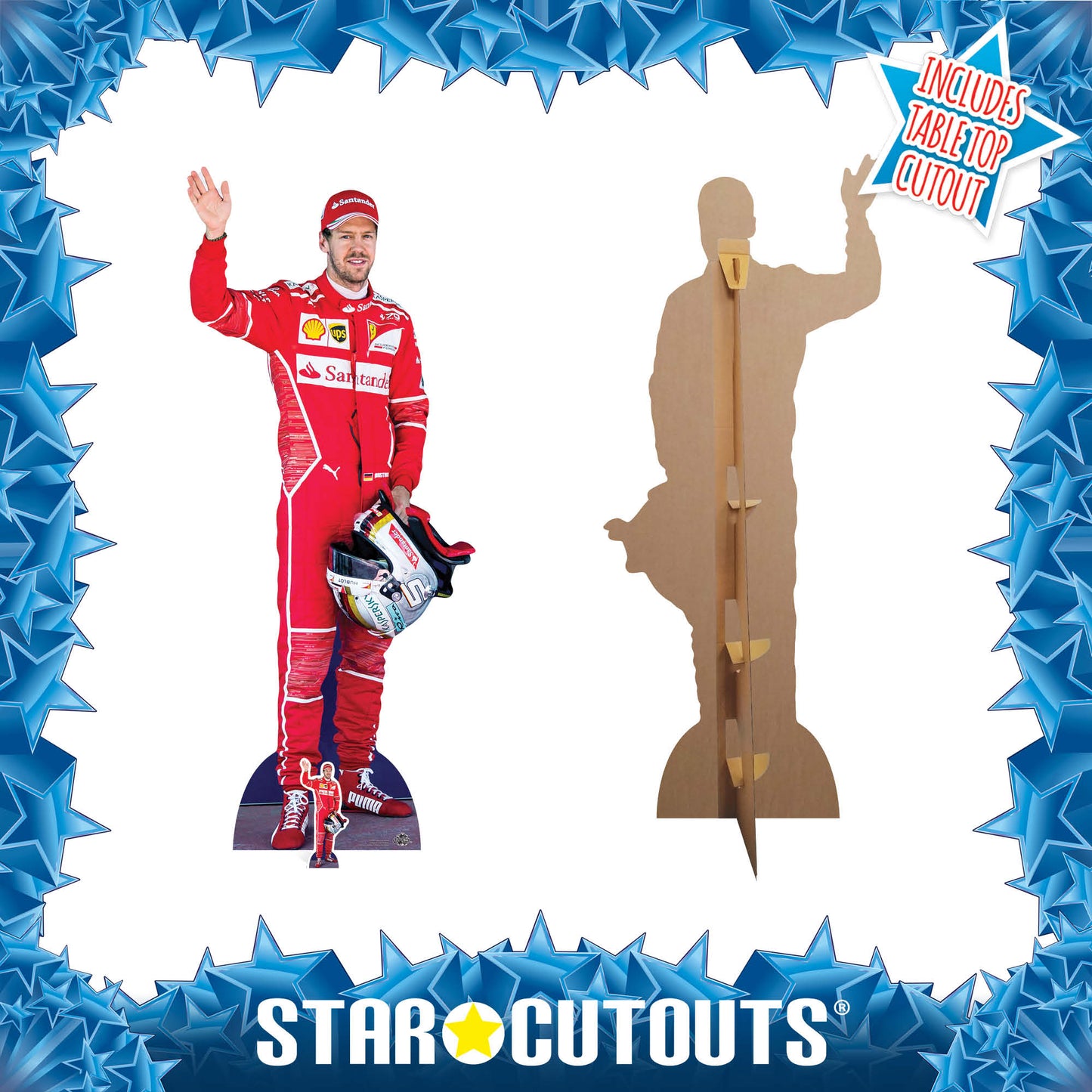 CS669 Sebastian Vettel Red Height 183cm Lifesize Cardboard Cut Out With Mini