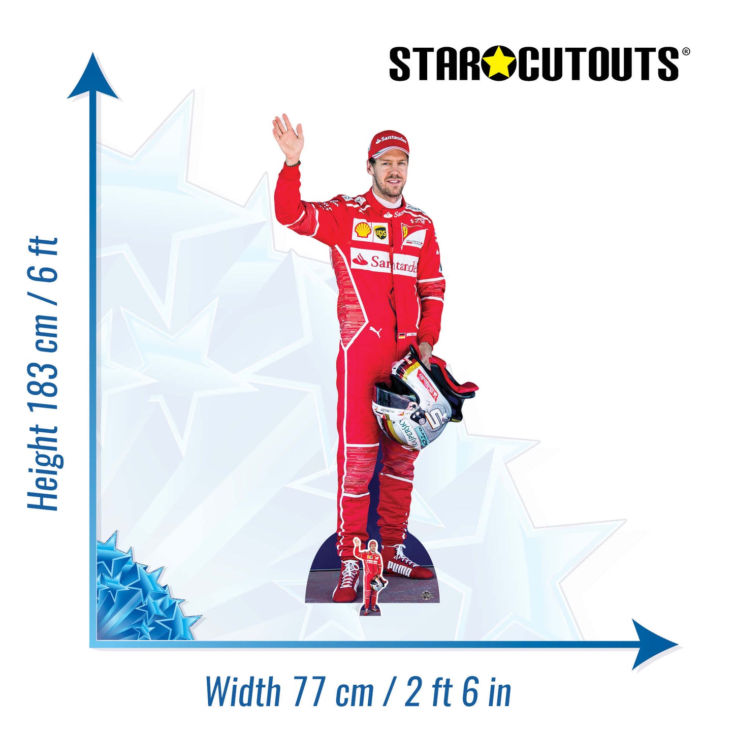 CS669 Sebastian Vettel Red Height 183cm Lifesize Cardboard Cut Out With Mini