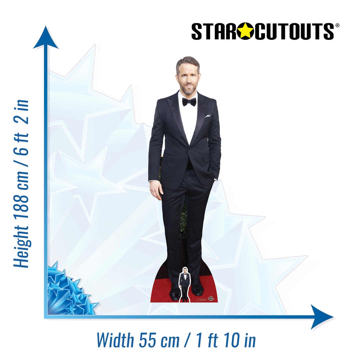 CS675 Ryan Reynolds Black and White Suit (Bowtie) Height 188cm – Star  Cutouts