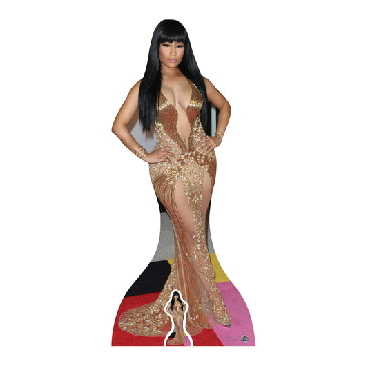 CS679 Nicki Minaj (Gold Dress) Height 163cm Lifesize Cardboard Cut Out With Mini