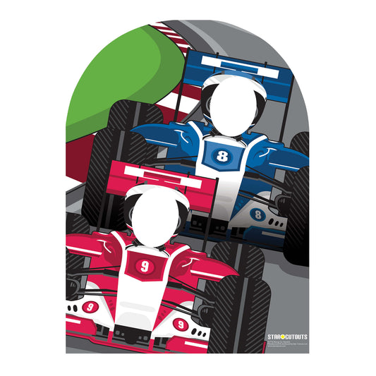 SC716 Racing Cars stand in (child) Cardboard Cut Out Height 120cm