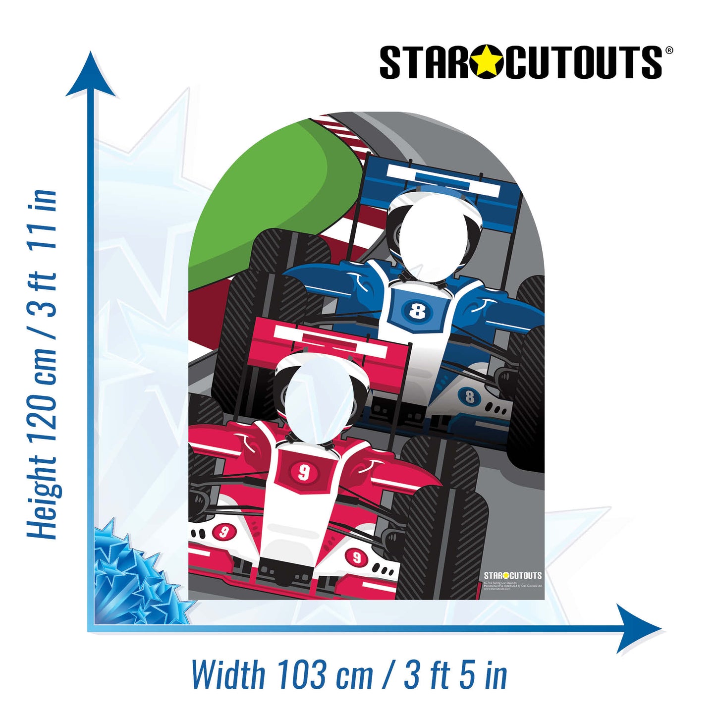 SC716 Racing Cars stand in (child) Cardboard Cut Out Height 120cm