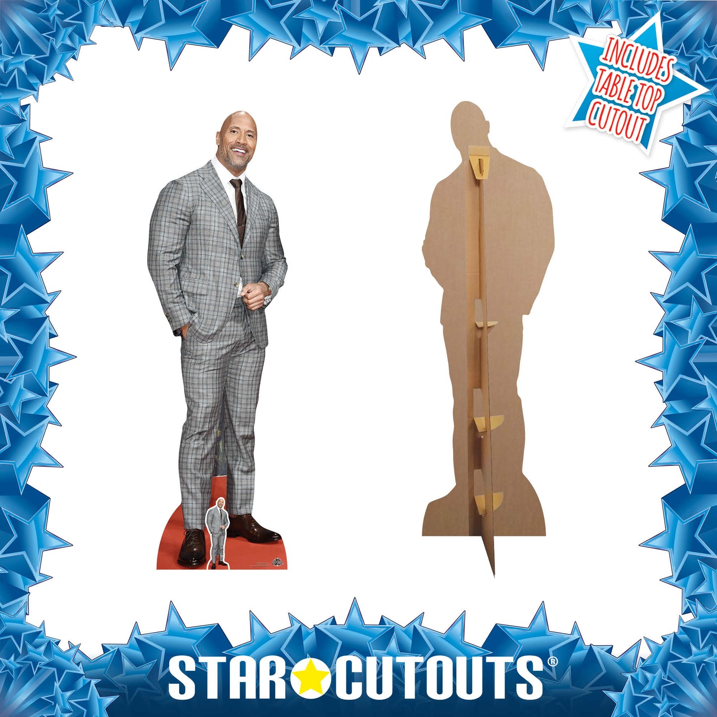 CS727 Dwayne Johnson Checked Suit Height 194cm Lifesize Cardboard Cut Out With Mini