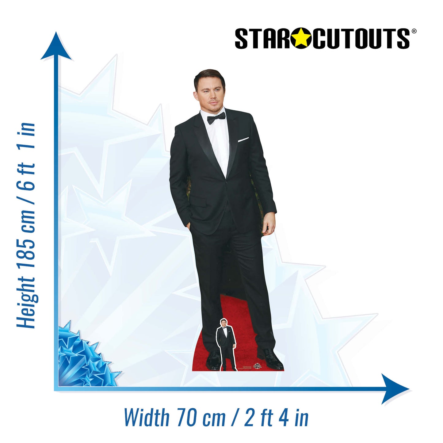 CS728 Channing Tatum Blacksuit and Bowtie Height 185cm Lifesize Cardboard Cut Out With Mini