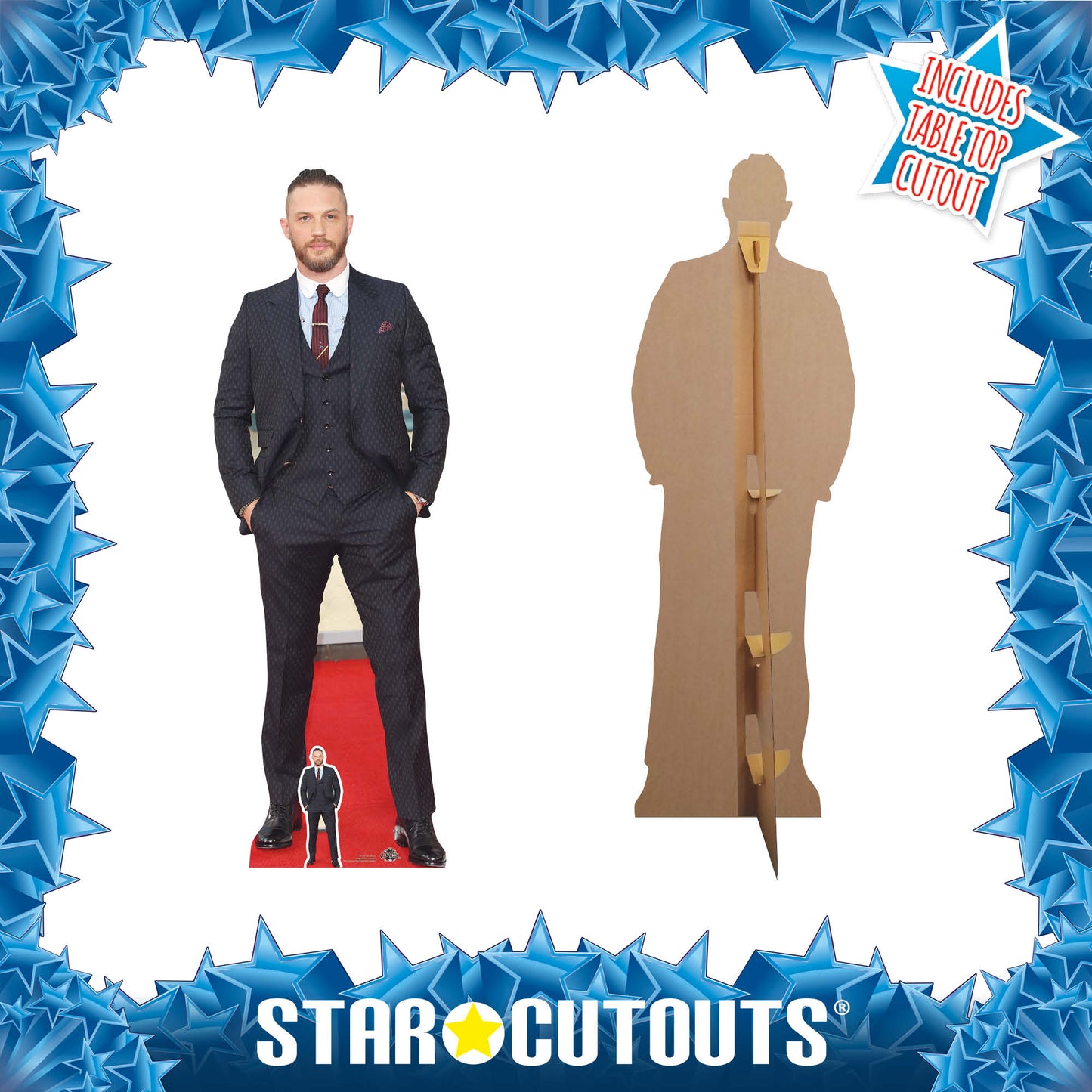 CS731 Tom Hardy Smart Suit and Haircut Height 175cm Lifesize Cardboard Cut Out With Mini