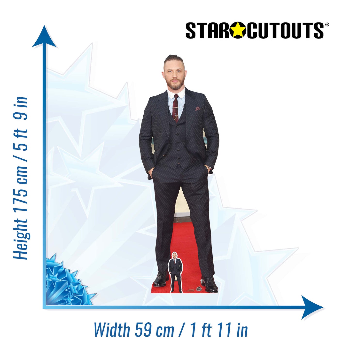 CS731 Tom Hardy Smart Suit and Haircut Height 175cm Lifesize Cardboard Cut Out With Mini