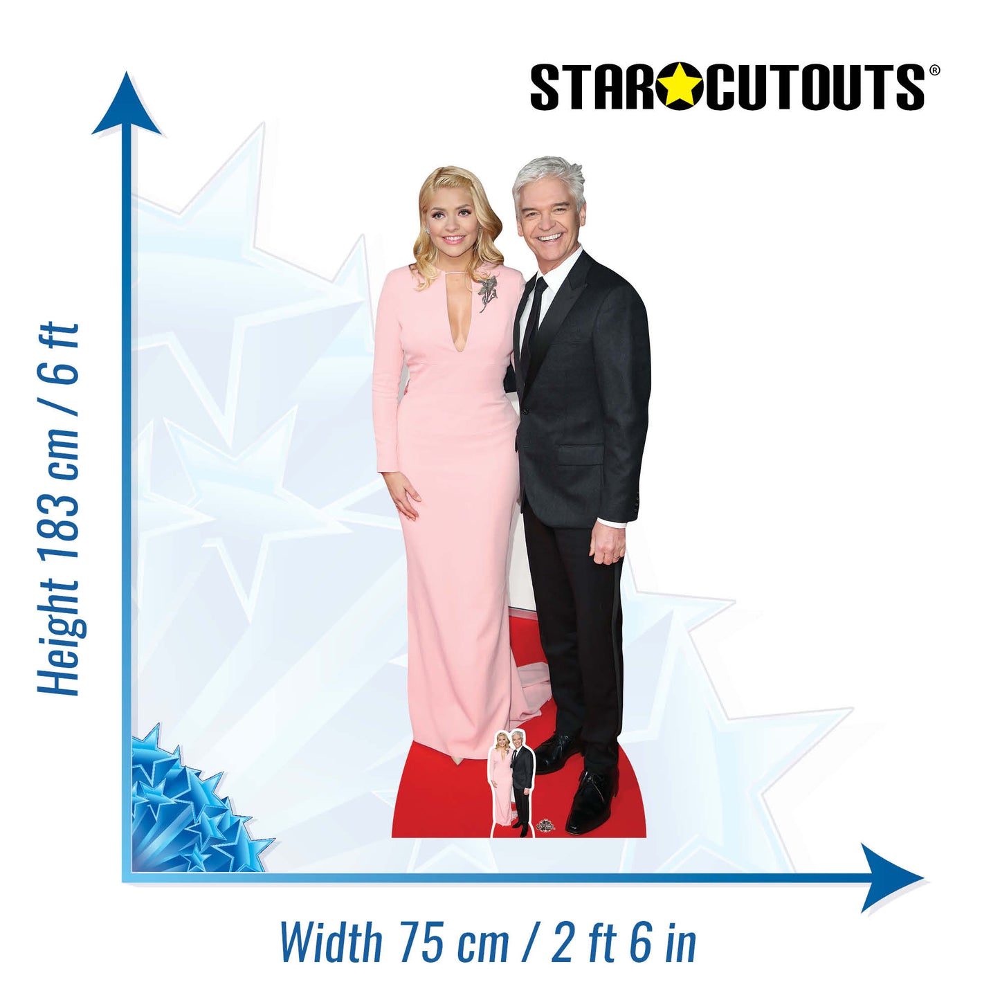 CS737 Holly Willoughby & Phillip Schofield Height 183cm Lifesize Cardboard Cut Out With Mini